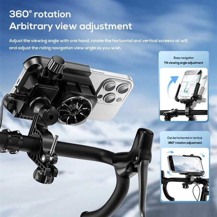 MEMO GW06 Phone Cooling Fan Anti-Shock Mobile Phone Holder Secure Stand For Cycling Scootering E-Bike Motorcycle Riding high quality